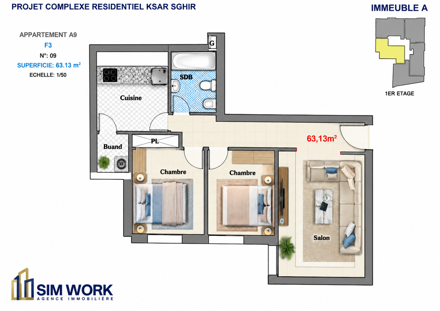 Residencia Anita – Obra nueva en Ksar Sghir, Tánger | Apartamentos de 50 a 85 m²